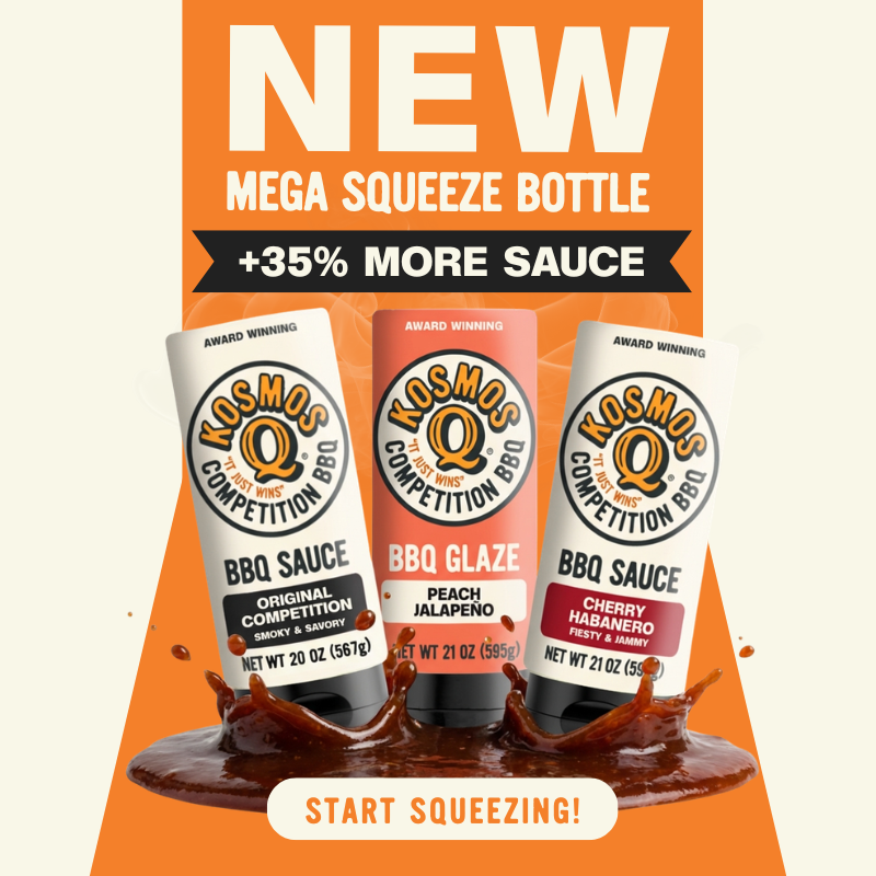 New mega squeeze bottle for our BBQ Sauce and Glazes! Plus 35% more sauce. Same award-winning flavors! 