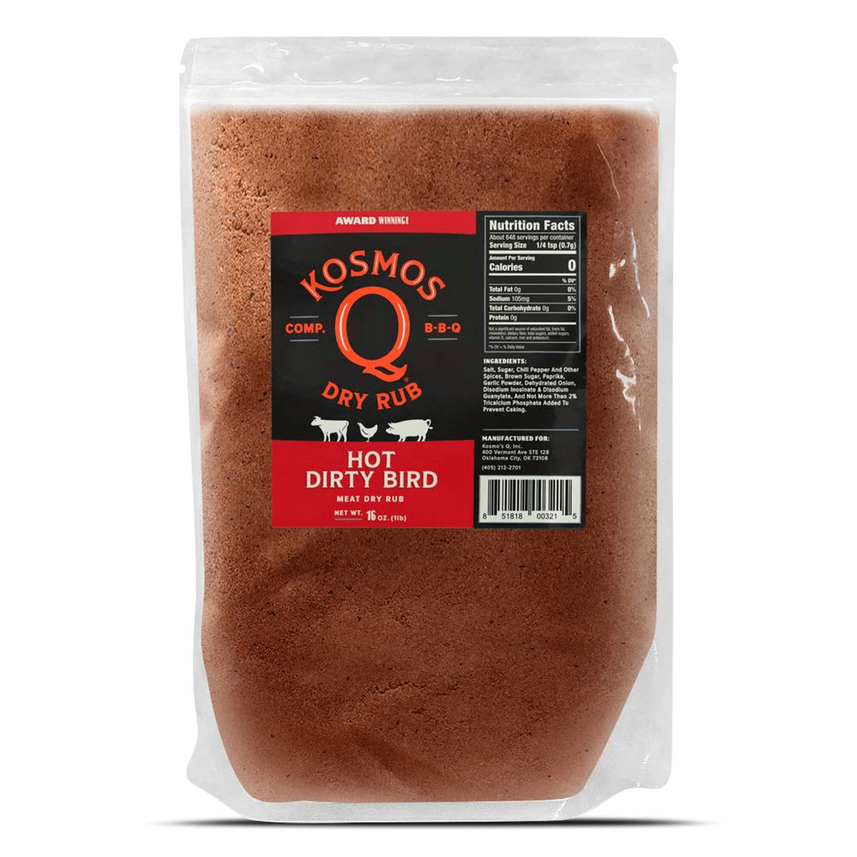 Kosmo's Q Barbecue Rubs 1 Lb Bag Dirty Bird HOT Rub