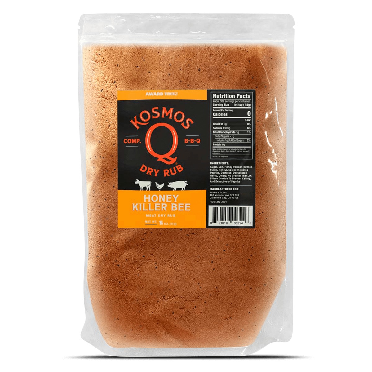 Kosmo's Q Barbecue Rubs 1 Lb Bag Killer Bee Honey Rub