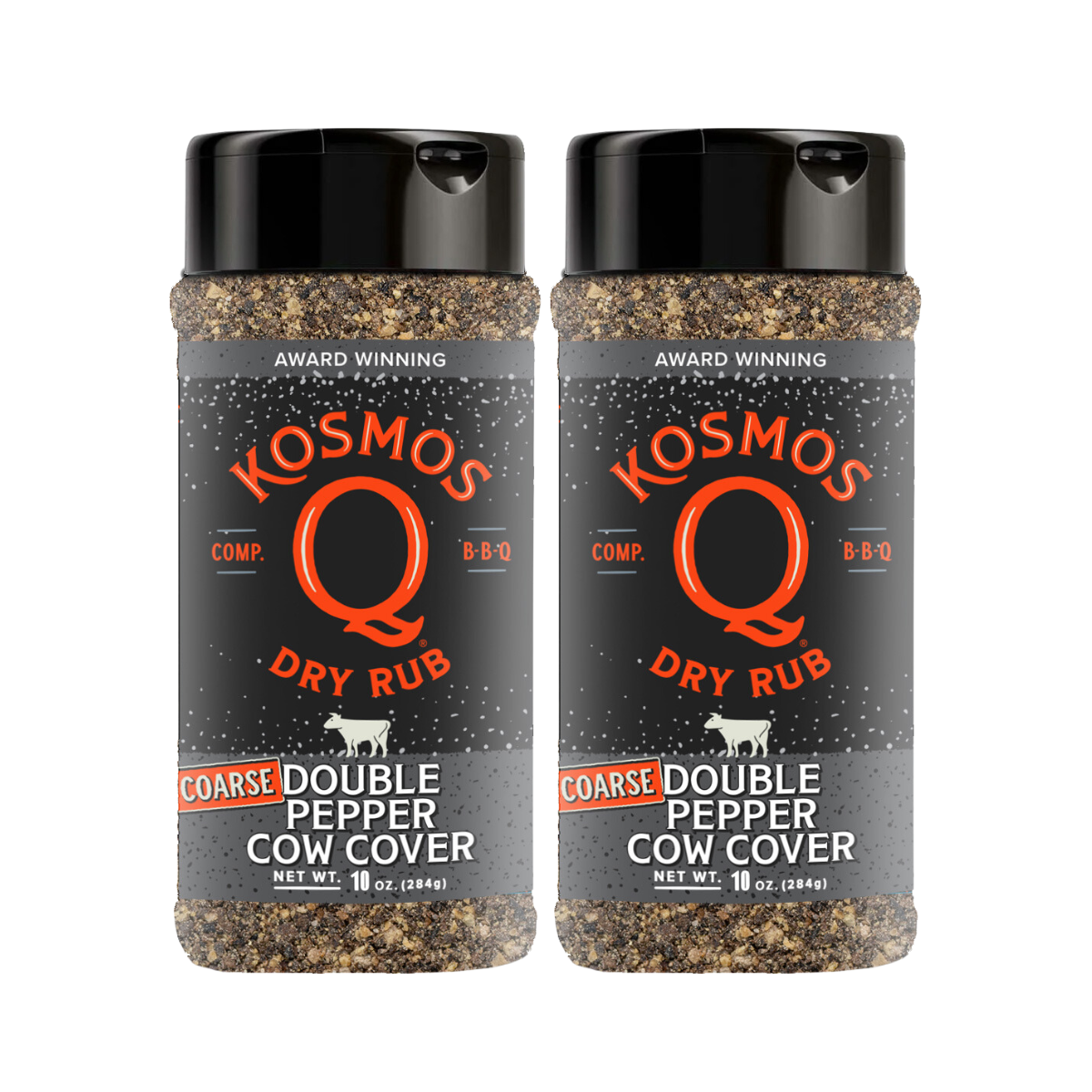 Kosmo's Q Barbecue Rubs 2 Shaker Combo Double Pepper COARSE Cow Cover Rub