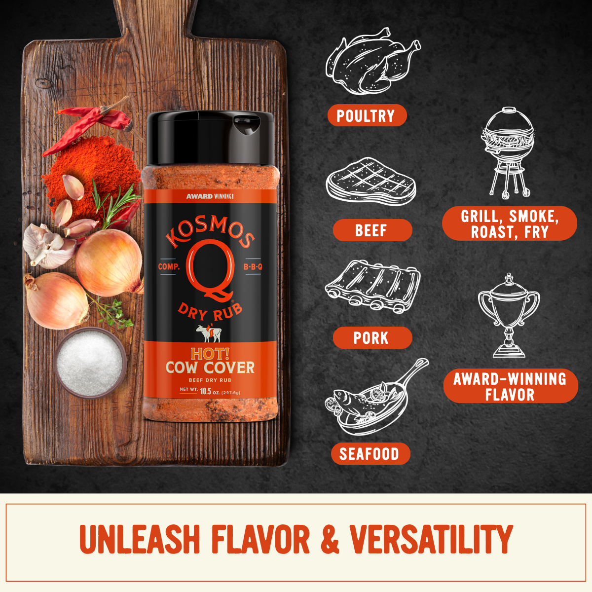 Kosmo's Q Barbecue Rubs Cow Cover HOT Rub