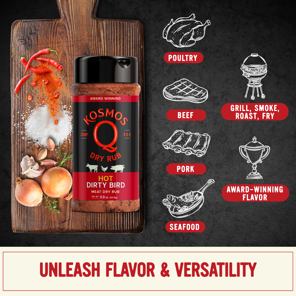 Kosmo's Q Barbecue Rubs Dirty Bird HOT Rub