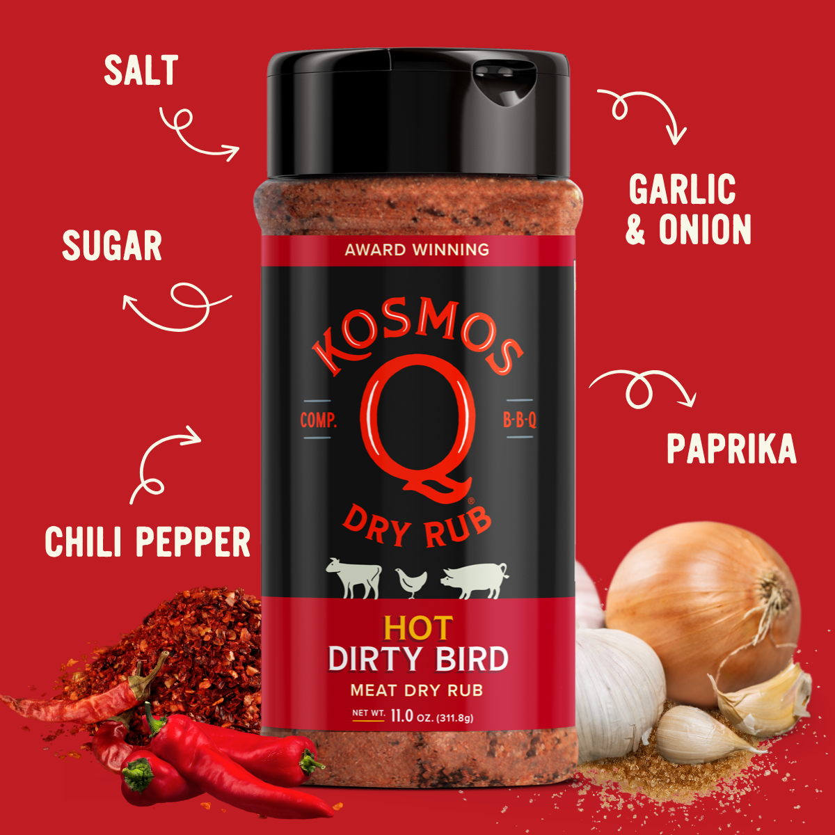 Kosmo's Q Barbecue Rubs Dirty Bird HOT Rub