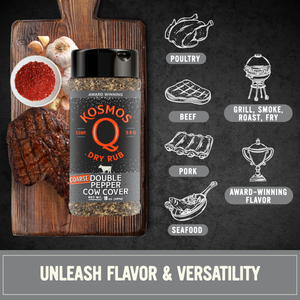 Kosmo's Q Barbecue Rubs 1 Shaker Double Pepper COARSE Cow Cover Rub
