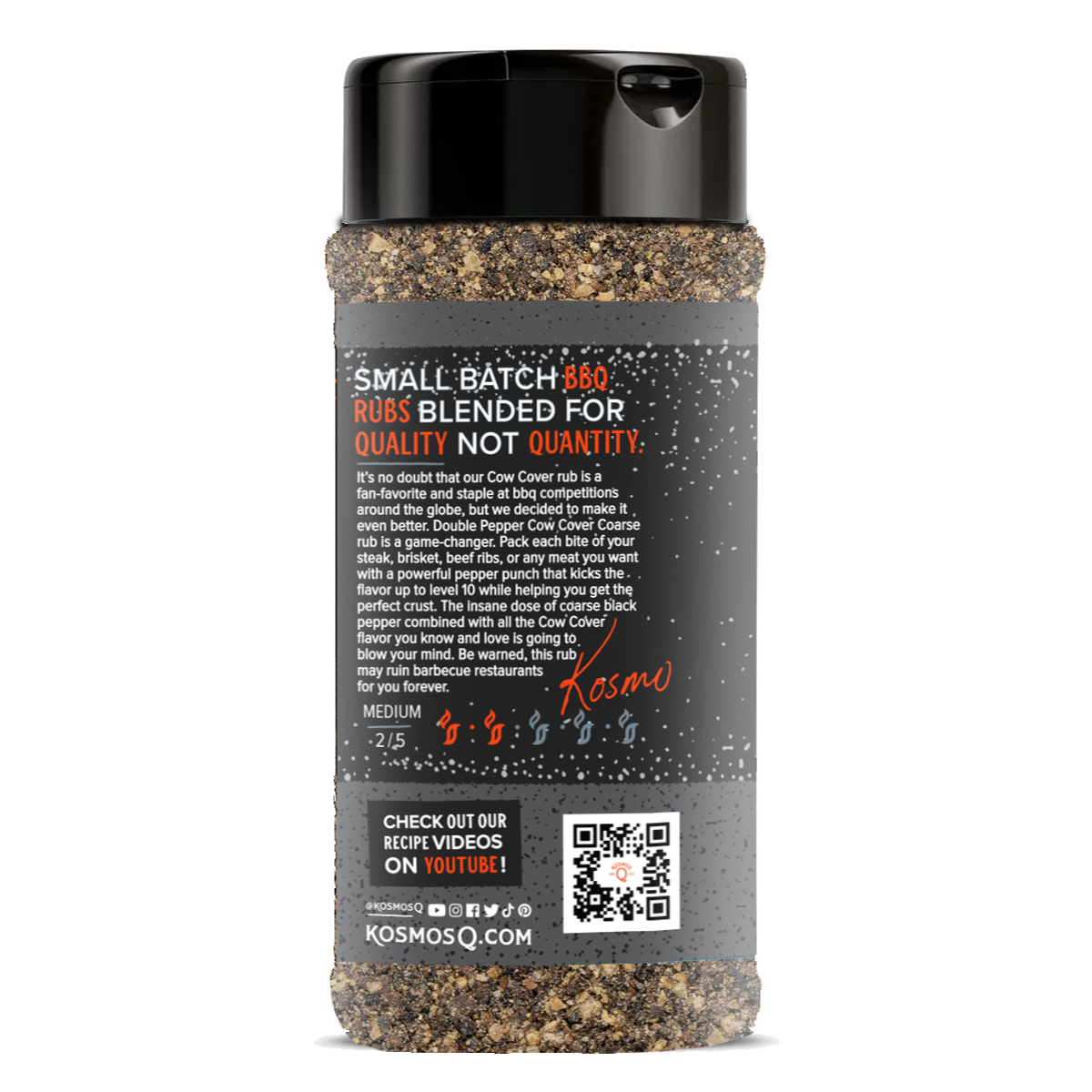 Kosmo's Q Barbecue Rubs Double Pepper COARSE Cow Cover Rub