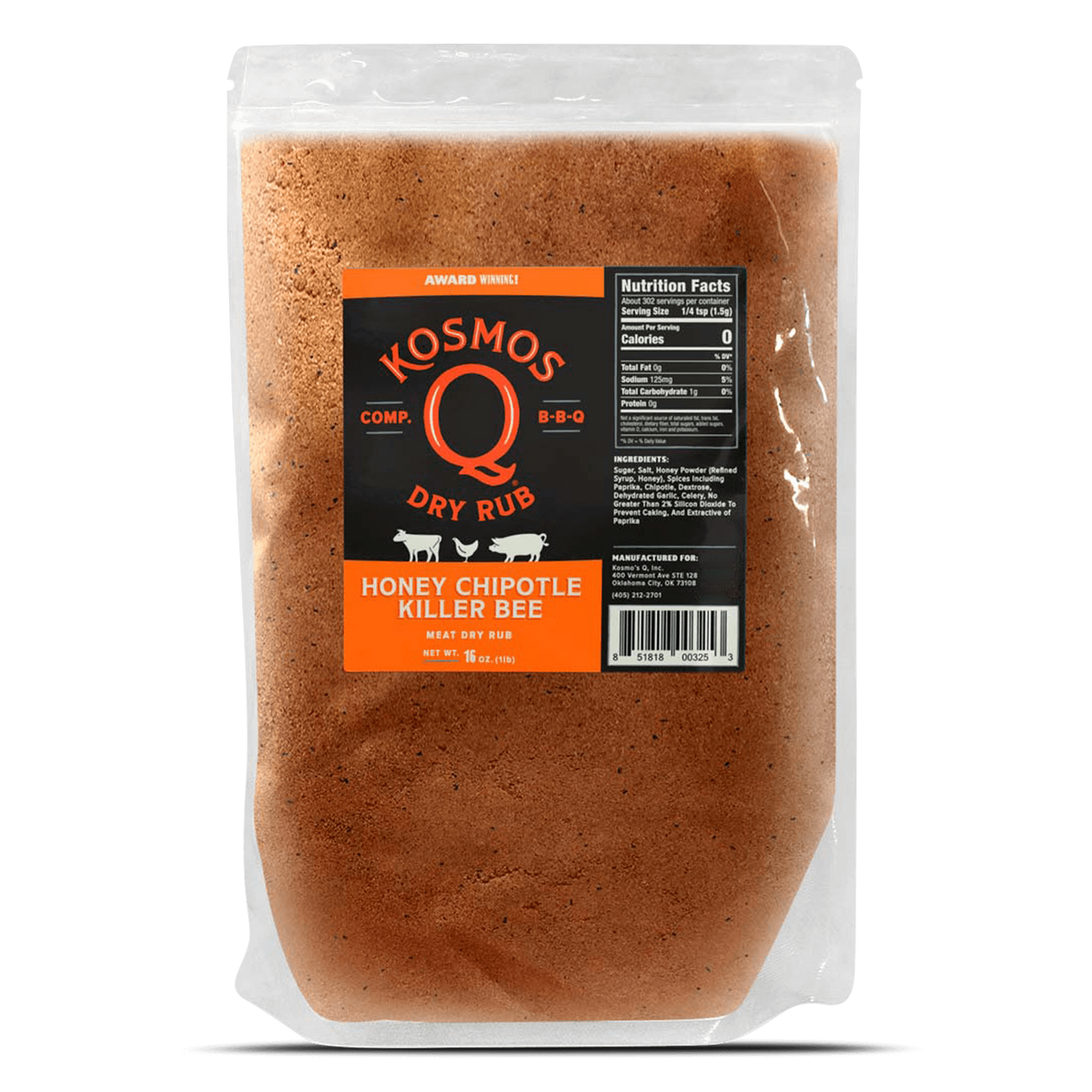 Kosmo's Q Barbecue Rubs Spicy Killer Bee Chipotle Honey Rub
