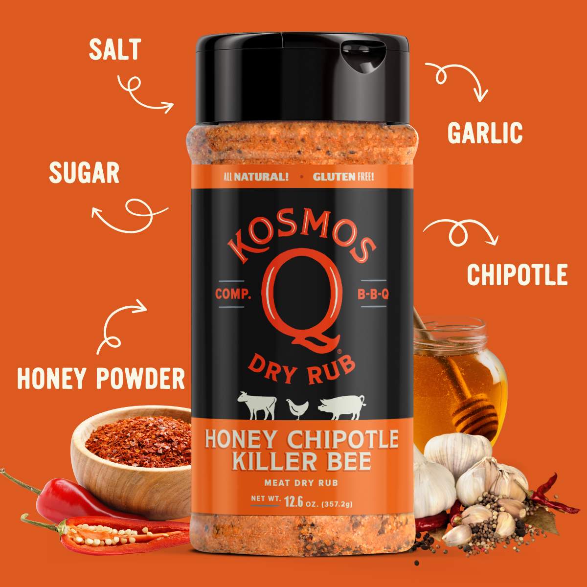 Kosmo's Q Barbecue Rubs Spicy Killer Bee Chipotle Honey Rub