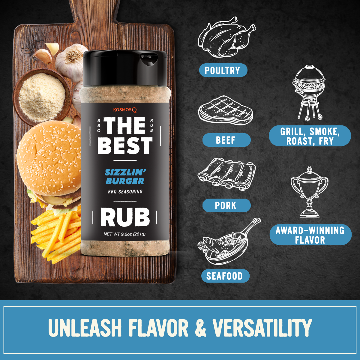 Kosmo's Q Barbecue Rubs The Best Sizzlin' Burger Rub