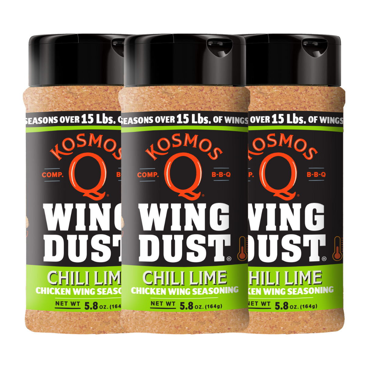 Kosmo's Q Wing Dust® Three Shakers Chili Lime Wing Seasoning