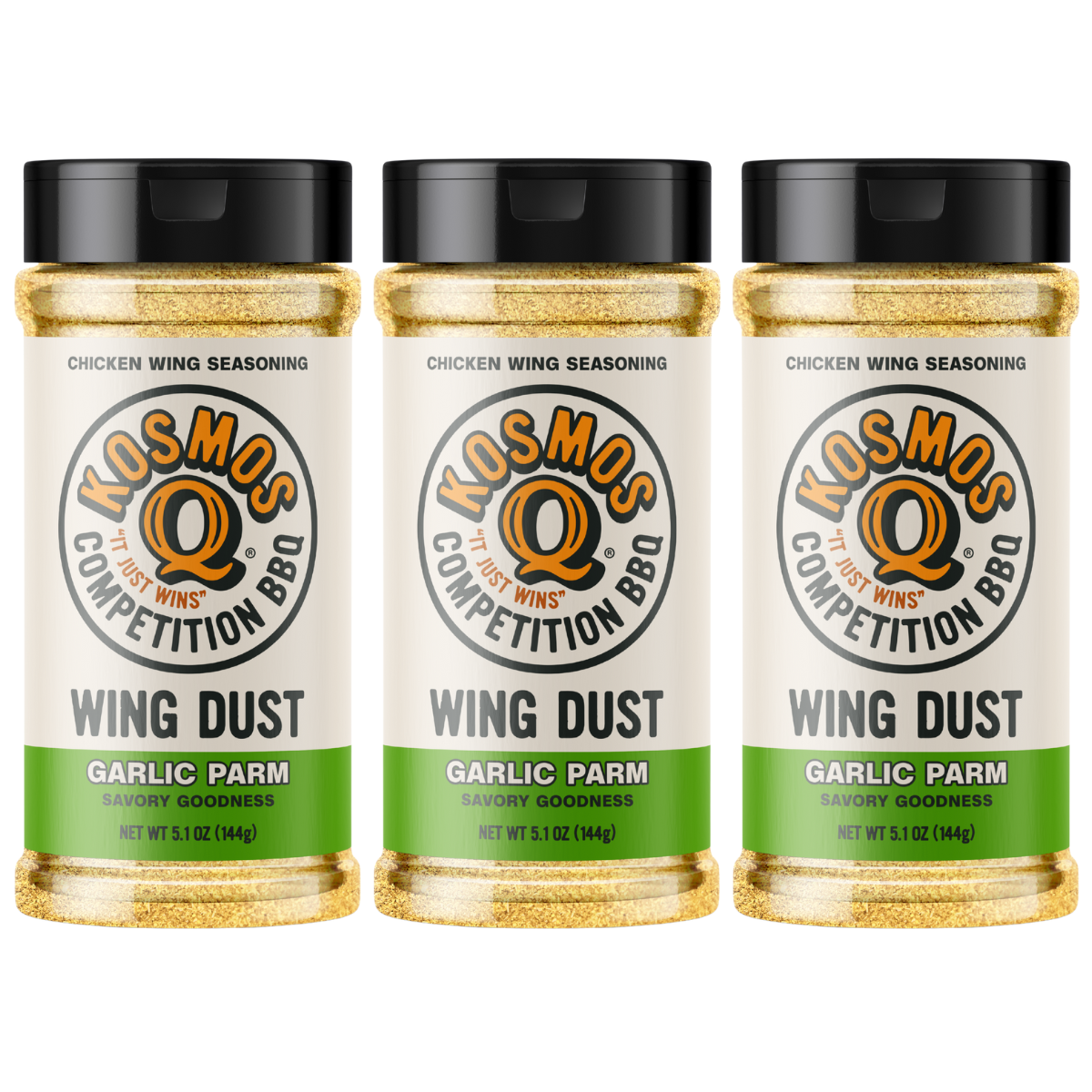 Kosmo's Q Wing Dust® Three Shakers Garlic Parm Wing Seasoning