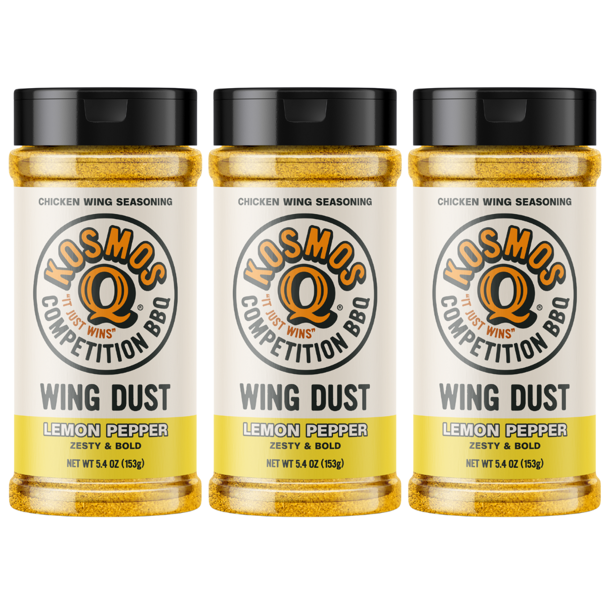 Kosmo's Q Wing Dust® Three Shakers Lemon Pepper Wing Seasoning