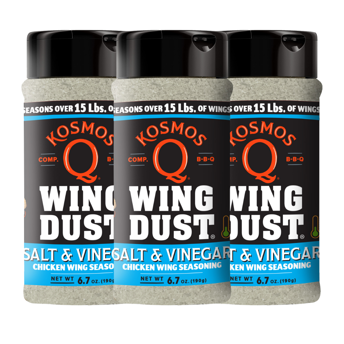 Kosmo's Q Wing Dust® Three Shakers Salt &amp; Vinegar Wing Seasoning