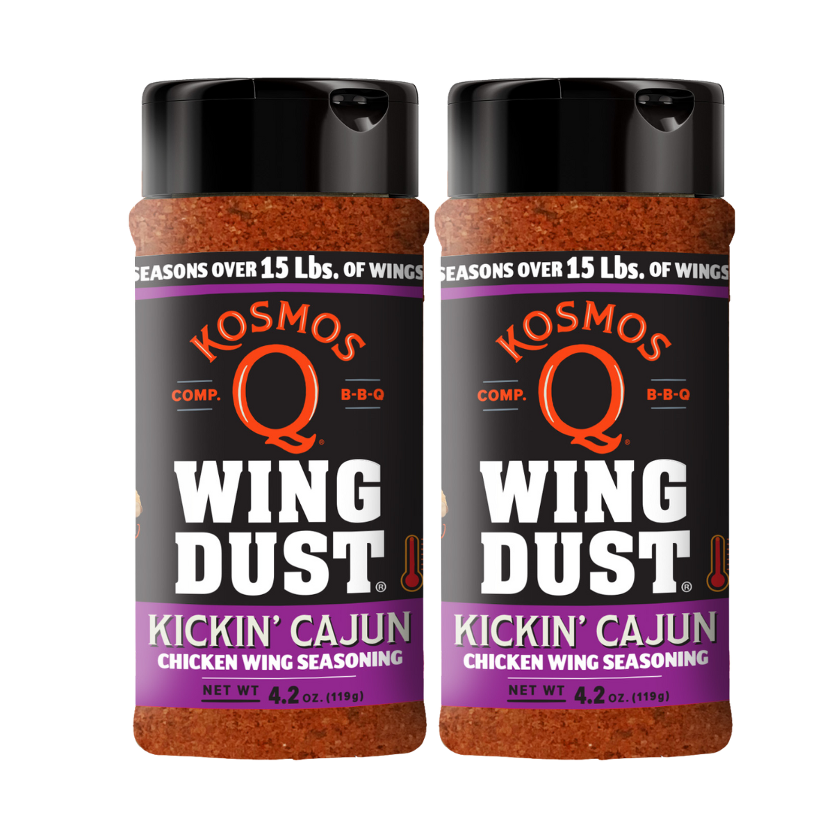 Kosmo's Q Wing Dust® Two Shakers Kickin' Cajun Wing Seasoning