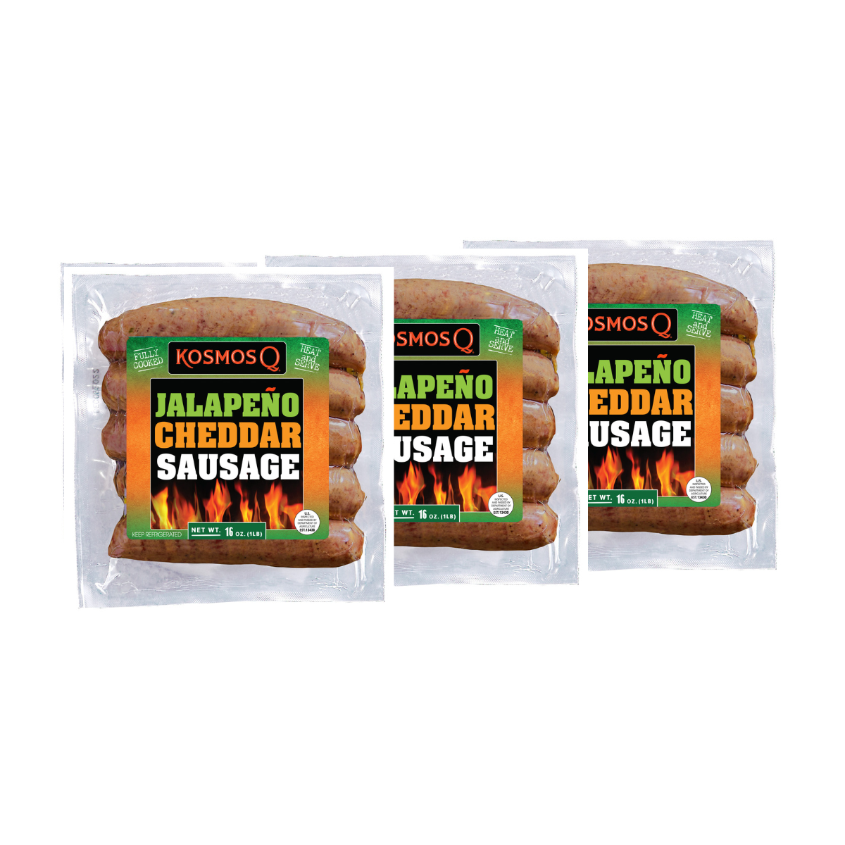 Mountain View Three Pack STOCK UP &amp; SAVE! Kosmos Q Jalapeno Cheddar Sausage