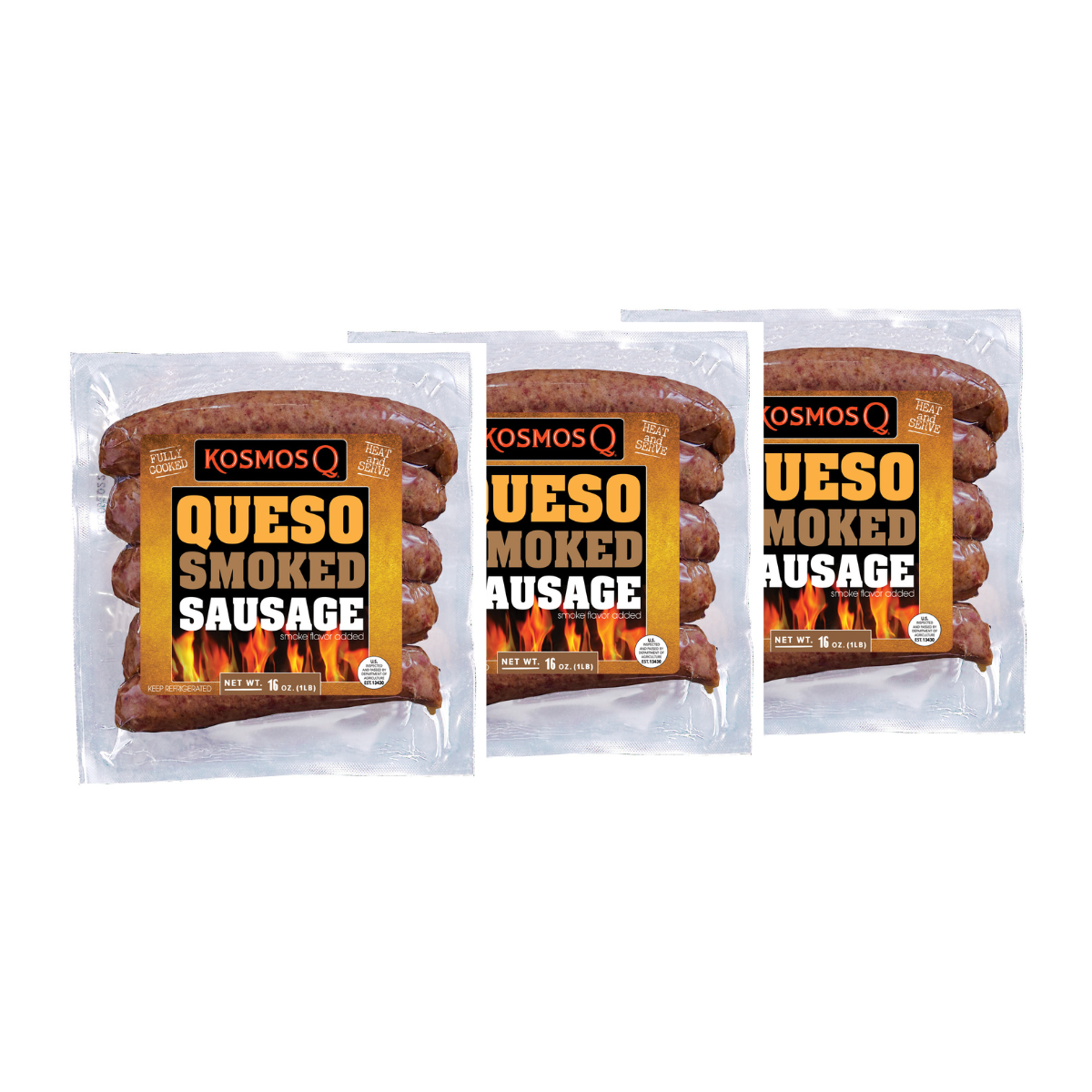 Mountain View Three Pack STOCK UP &amp; SAVE! Kosmos Q Queso Smoked Sausage