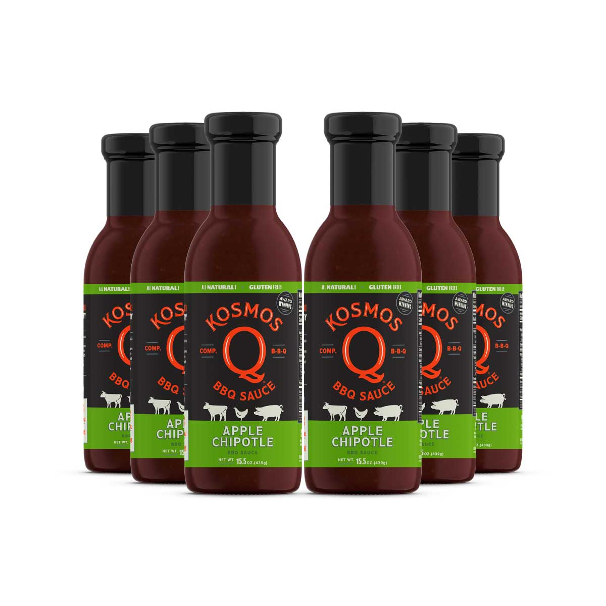 Kosmo's Q BBQ Sauce 6 Pack Sweet Apple Chipotle BBQ Sauce