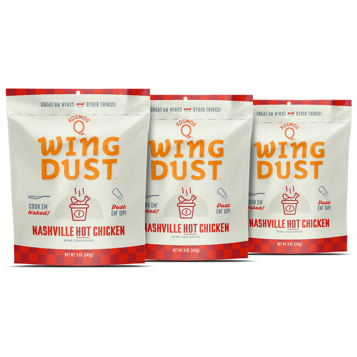 Kosmo's Q Wing Dust™ Three Bags Nashville Hot Wing Seasoning